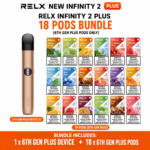 RELX INFINITY 2 PLUS Pod Kit Bundle with 18 Pods (6th Gen Plus No Text)